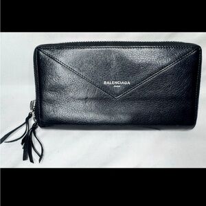 Balenciaga Black Leather Zip Wallet w/ COA!